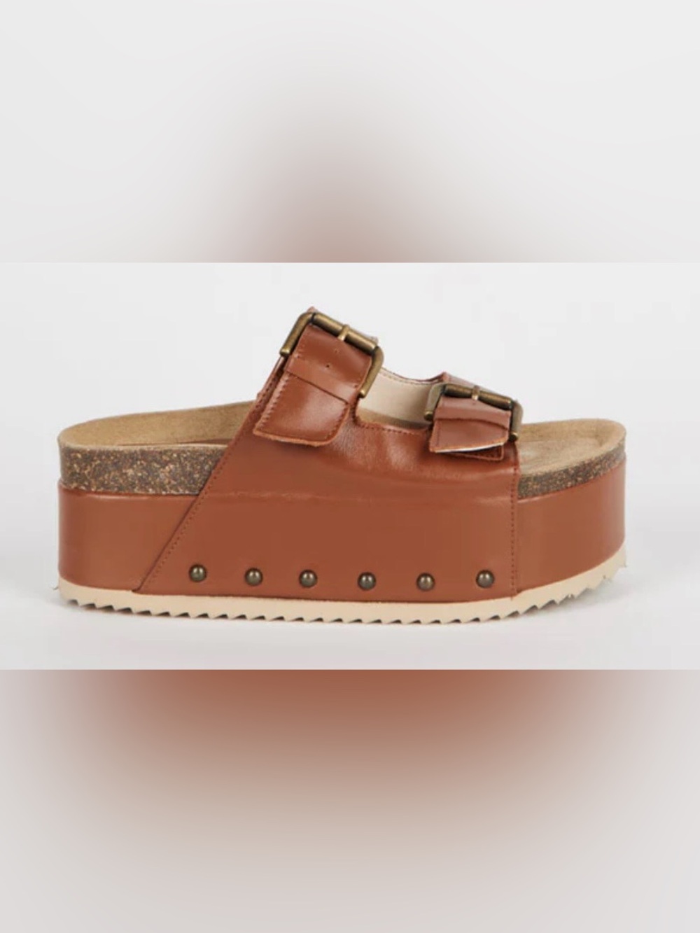 Intentionally Blank Free People Cooper 2 Chestnut Leather Platform Sandals Sz 40